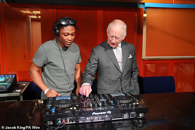 King of the decks! Charles tries his hand at DJing in Manchester – before agreeing ‘it’s not as easy as it looks’