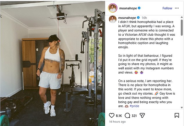 AFLW star Moana Hope threatens to publicly expose recently retired women’s footy player who ‘sent her a homophobic attack’