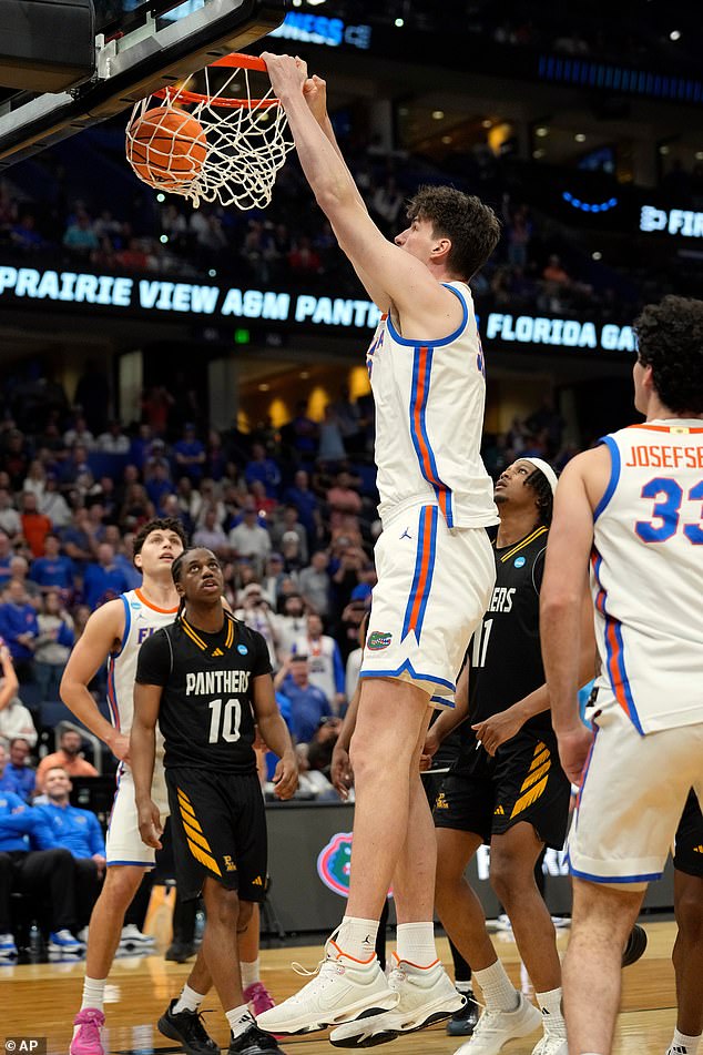 Florida’s Olivier Rioux – the tallest March Madness player ever – breaks silence after historic basket went viral