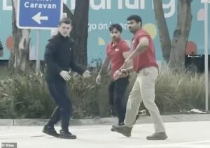 Wild moment delivery driver turns the tables on two alleged armed carjackers who demanded he hand over his keys