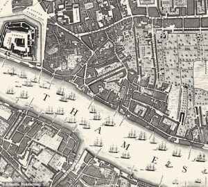 When Mile End was a small country town and Whitechapel a rubbish dump: Maps reveal bird’s-eye view of London 280 years ago