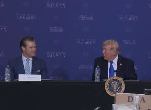 ‘Pete, I think you were the first one to say “lets do it”‘: Moment Hegseth forces a smile as Trump suggests Iran war was his idea as conflict causes more economic chaos