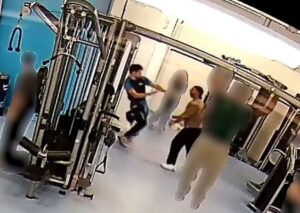Extraordinary moment raging bodybuilder comes to blows with staff member at a London gym