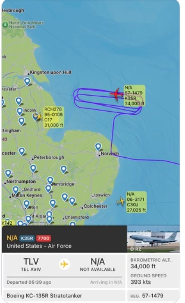 US Air Force plane declares emergency as it flies into UK base from Israel