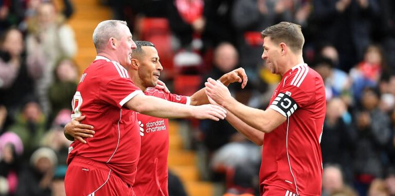 Liverpool legends vs Borussia Dortmund legends LIVE: Latest score and updates as Reds throw away two-goal lead at Anfield with Jurgen Klopp making his return to the touchline plus Steven Gerrard and Peter Crouch in action
