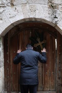 Israeli forces block head of the Catholic church in Jerusalem from the site of Jesus’s crucifixion 