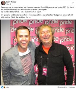 Huw Edwards’ publicist ridicules Radio 2 star Scott Mills’ BBC sacking declaring ‘this is the world we live in’