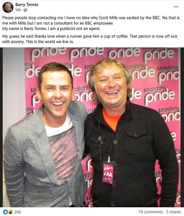 Huw Edwards’ publicist ridicules Radio 2 star Scott Mills’ BBC sacking declaring ‘this is the world we live in’