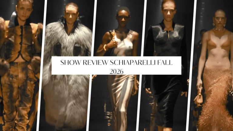Show Review: Schiaparelli Fall 2026 at the Louvre with Sculptural Tailoring, Sheer Knits, and Faux Fur Coats