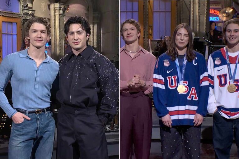 Connor Storrie Makes “SNL” Debut with Help from “Heated Rivalry” Costar Hudson Williams and Team USA Hockey Players