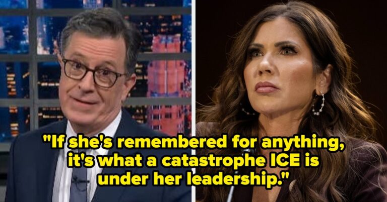 Stephen Colbert Had A Savage Reaction To Kristi Noem’s Firing On "The Late Show"