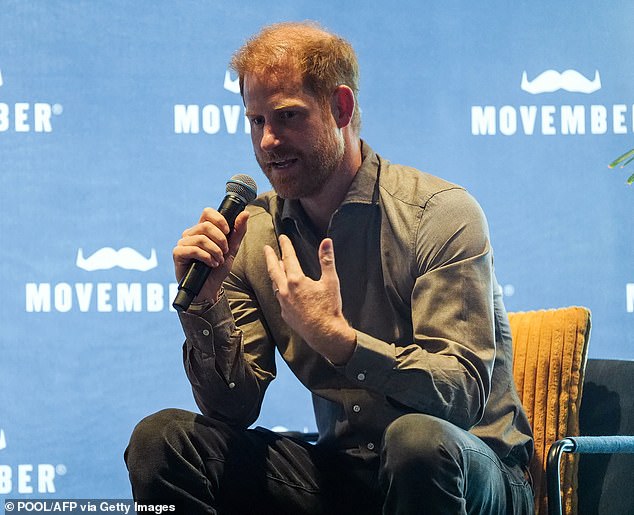 Prince Harry tells of struggle when son Archie was born at talk on men’s mental health panel during Australian quasi-Royal tour – but Meghan is nowhere to be seen