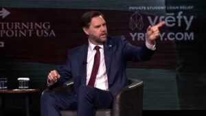 Moment JD Vance is heckled as he condemns the Pope over Iran and says he ‘needs to be careful when he talks’ – amid continuing MAGA backlash 