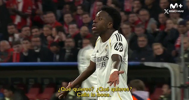 Real Madrid stars at loggerheads: Furious moment Vinicius Junior tells Jude Bellingham to ‘shut your mouth’ during on-pitch clash before full-time meltdown following Champions League exit
