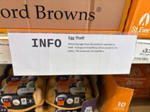Sainsbury’s threatens shoplifters with prosecution if they are caught swapping premium eggs into cheaper boxes