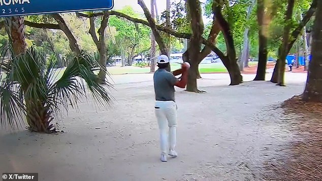 Hypocritical moment PGA Tour star Max Homa furiously hurls his club… days after hitting out a ‘spoiled’ golfers’ meltdown