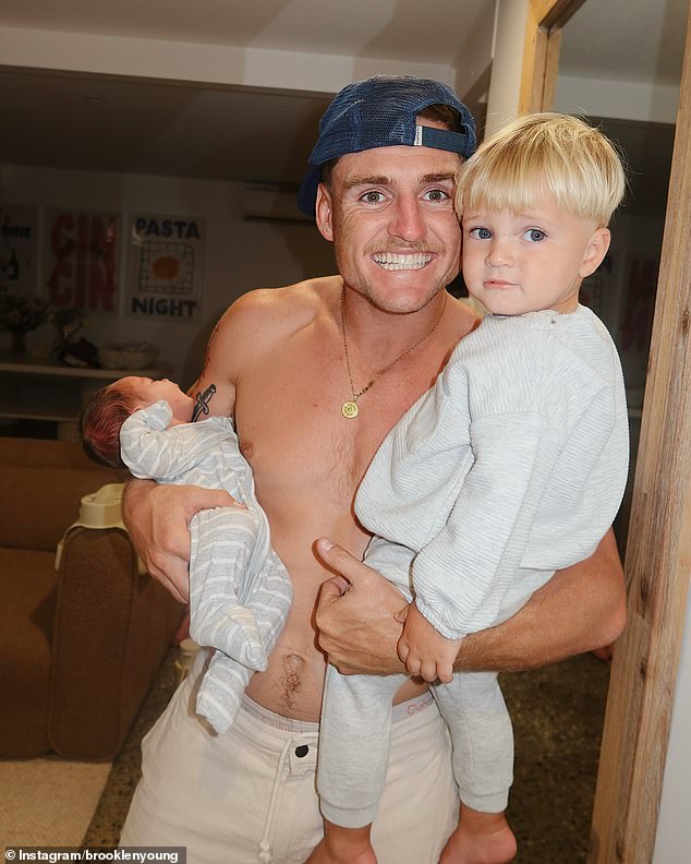 It’s another boy! Footy star AJ Brimson becomes father for second time