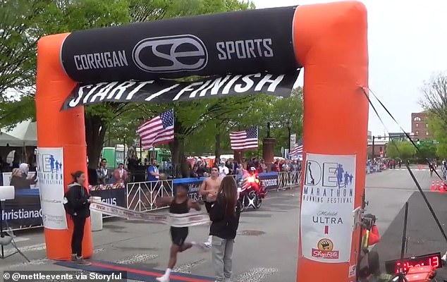 Humiliating moment runner celebrates winning marathon… only to be pipped at the line by rival in brutal finish