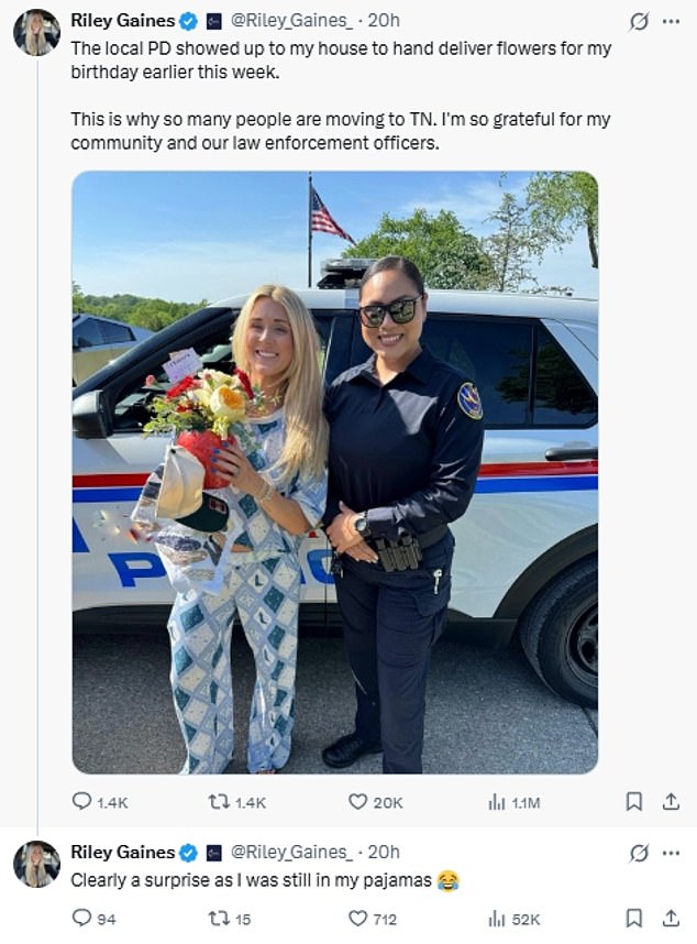 Fans baffled by Riley Gaines’s bizarre cop claim after ex-MAGA darling clashed with Trump: ‘How pathetic’