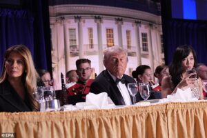 Chaos as Trump and Melania rushed out of White House Correspondents’ Dinner after gunman opens fire and guests dive under tables for cover