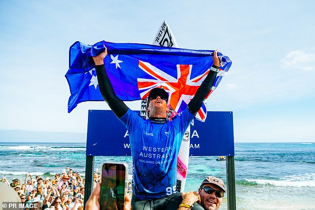 Surfer stuns with UNPRINTABLE three-word reaction after huge upset win – and only an Aussie could understand why