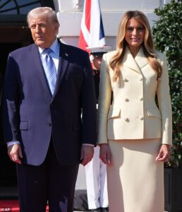Melania Trump stuns in yellow skirt suit as she joins husband Donald to greet King Charles and Queen Camilla for State Visit