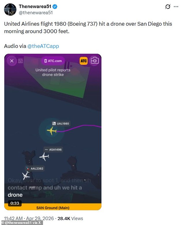 United Airlines flight 3000 feet in the air COLLIDES with ‘red, shiny’ drone in airspace