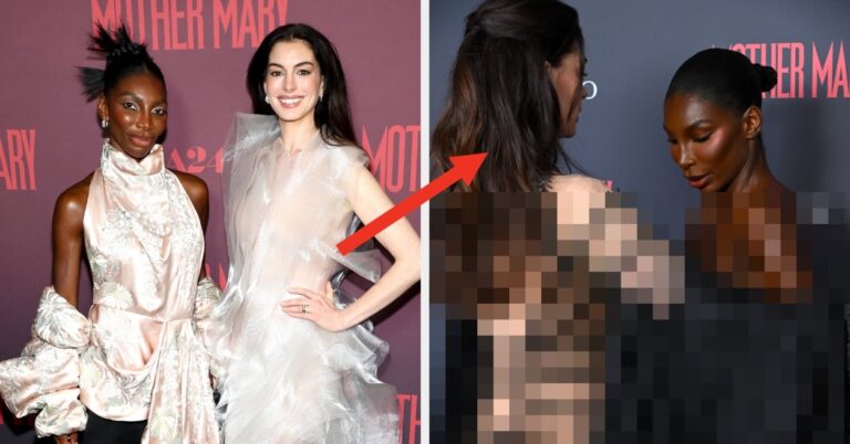 Anne Hathaway Had The "Perfect Dress" To Help Michaela Coel Avoid A Wardrobe Malfunction On The Red Carpet