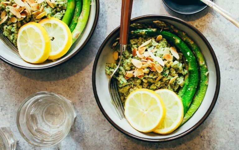 Asparagus Rice Bowl with Almond Pesto | Recipes