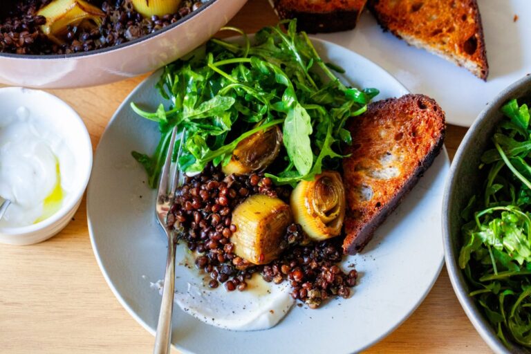 braised leeks and lentils with arugula and yogurt – smitten kitchen