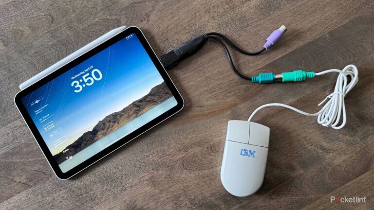 I plugged this vintage IBM trackball mouse into my iPad