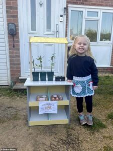 Four-year-old girl gets new egg stall after her birthday party was ruined by balaclava-clad youths who smashed up her stand