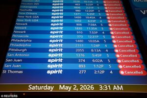 Bankrupt Spirit Airlines cancels ALL flights immediately and fails to help stranded passengers as it winds down operations after 33 years