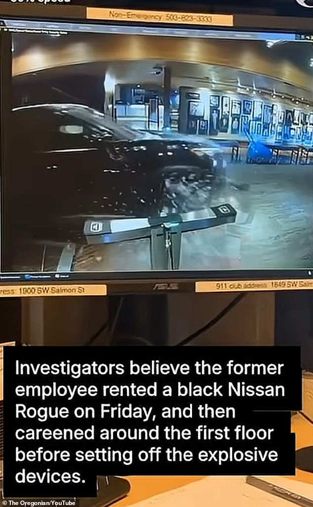 Moment ‘disgruntled former employee’ smashed car full of explosives into Portland athletics club caught on camera