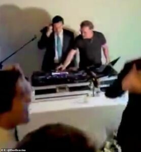 Fist-pumping Secretary of State Marco Rubio stuns rowdy partygoers as he seizes control of DJ DECKS