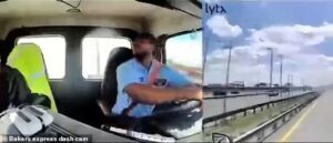 Terrifying moment plane collides with truck on crowded New Jersey highway while landing at Newark Airport