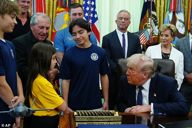 Wild moment Donald Trump pokes fun at little girl’s volleyball dream with home truth in the Oval Office