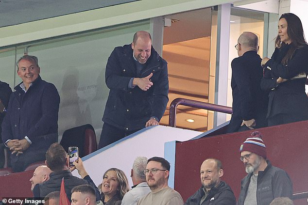 Aston Villa’s royal approval: Prince William dances to Sweet Caroline and fist-pumps as he celebrates his beloved side reaching the Europa League final with dominant victory over Nottingham Forest
