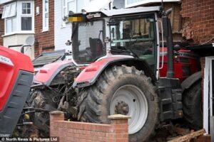 Balaclava-clad thugs ‘hotwire’ farm tractor and drive it ‘full throttle’ through living room wall of family home