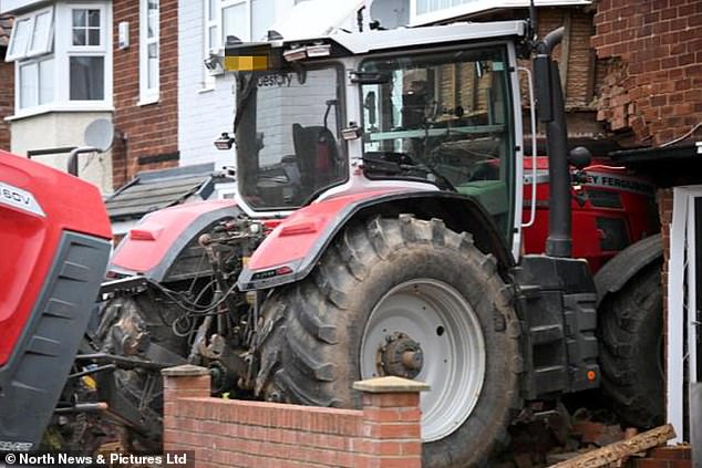 Balaclava-clad thugs ‘hotwire’ farm tractor and drive it ‘full throttle’ through living room wall of family home