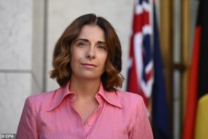 Inside Anika Wells’ ‘sideline meeting’ at a friend’s 40th birthday bash during taxpayer-funded trip