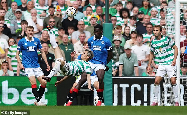 Celtic star scores INCREDIBLE overhead kick as they beat Rangers and put Scottish title destiny in their own hands