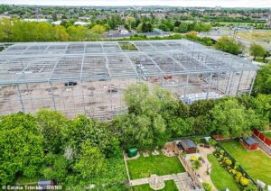 We live in shadow of half-built giant mega-shed… our lives are made hell by monster metal skeleton which shakes homes and damages roofs
