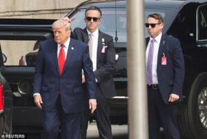 Moment ‘skirmish’ breaks out between Trump’s Secret Service and Chinese security during Beijing visit as tensions flare