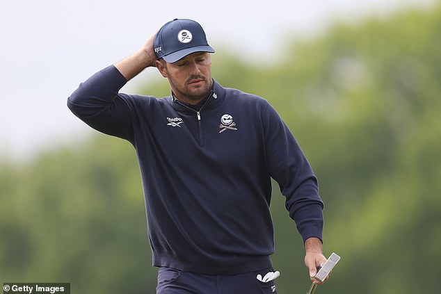 Moment Bryson DeChambeu’s birdie attempt goes horribly wrong as LIV Golf star suffers nightmare PGA Championship start