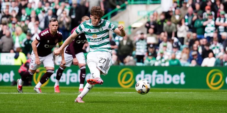 Celtic vs Hearts – Scottish Premiership LIVE: Latest news and updates as Arne Engels equalises for hosts with late first-half penalty just minutes after Lawrence Shankland’s opener in all-or-nothing title clash