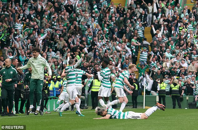 It’s heartbreak for Hearts! Celtic snatch 3-1 victory with two late goals as sad and idiotic scenes mar thrilling Scottish Premiership finale after Derek McInnes’ side are cruelly denied first title in 66 YEARS