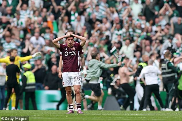 Socceroos hero Cameron Devlin and his Hearts teammates flee to safety in ‘shameful scenes’ as ‘menacing’ fans invade pitch