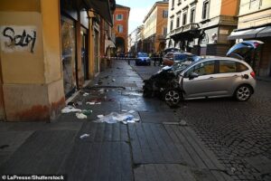 Driver ploughs into crowds in Italian city centre before trying to flee on foot – as casualties suffer ‘serious injuries’