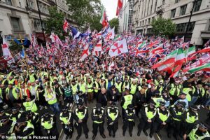 After 80,000 converge on London for rival demos… 43 are arrested but Met’s £4.5million ring of steel keeps the peace